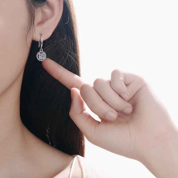 Certified 2ct. t.w. Moissanite Diamond Round Drop Earrings NEW - Picture 3 of 8